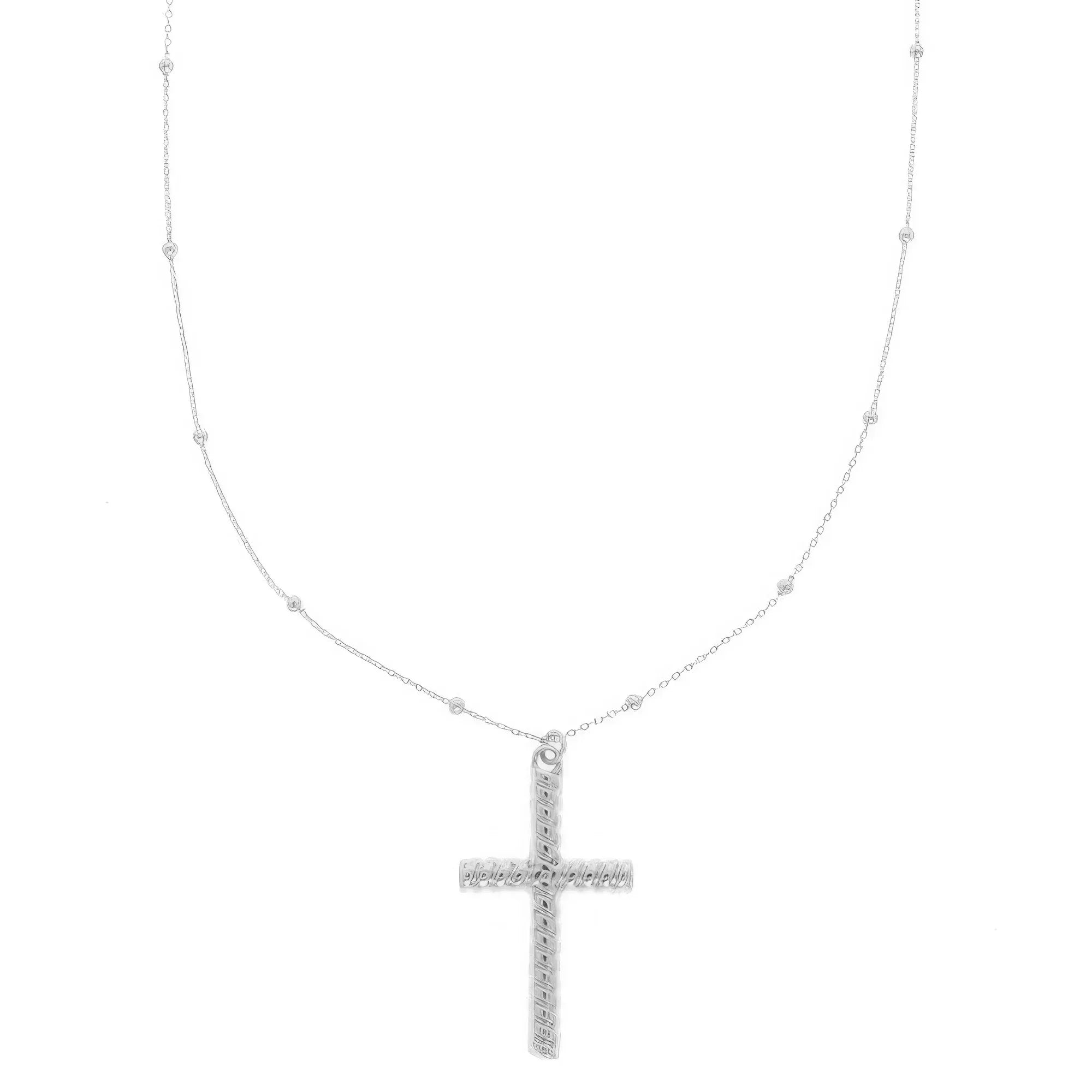 Ribbed Cross Pendant Necklace Secondary image