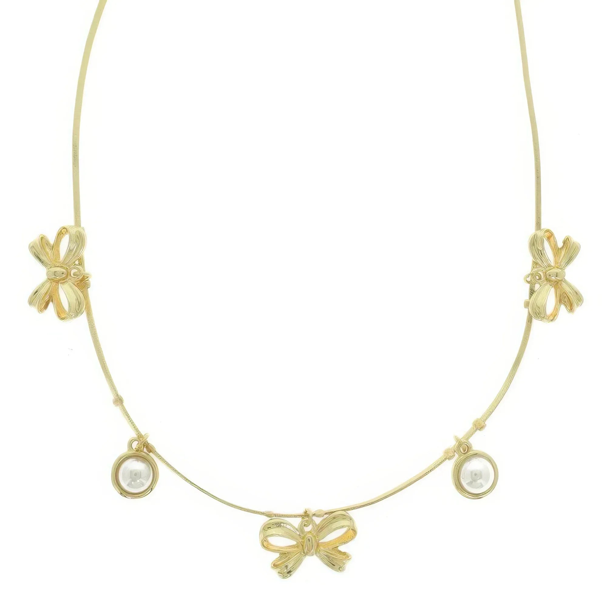 Bow Themed Pearl Charm Necklace Secondary image