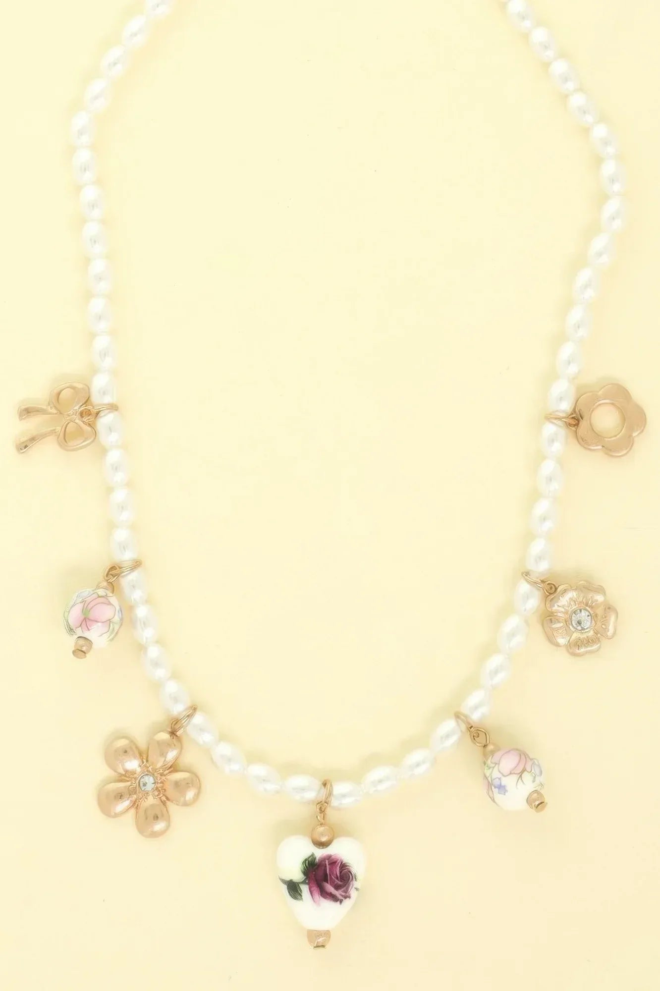 Floral Charmed Pearl Beaded Necklace | Mixtshop LLC