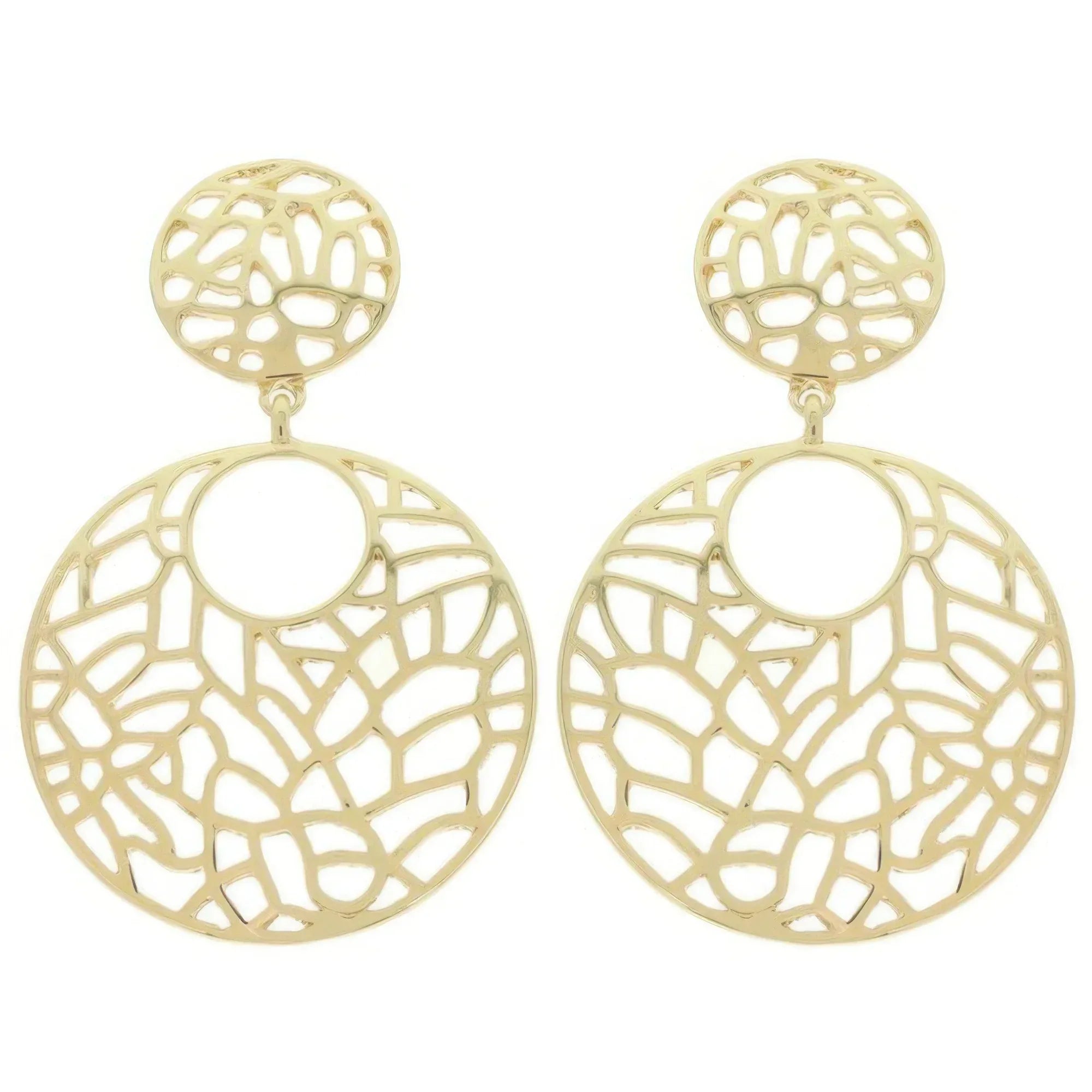 Round Disc Filigree Post Dangle Earrings | Mixtshop LLC Main image