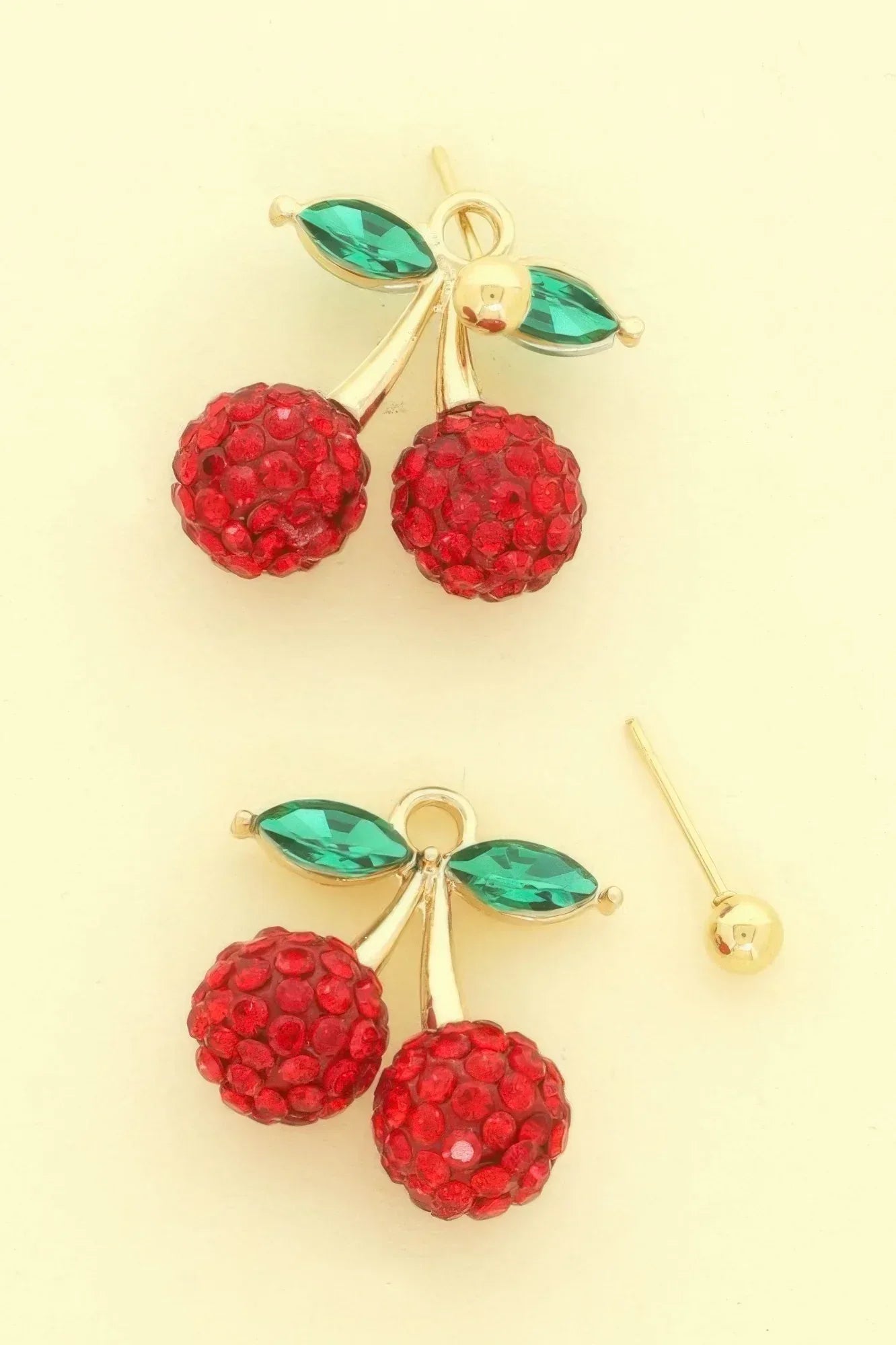 Jeweled Red Cherry Post Earrings | Mixtshop LLC Main image