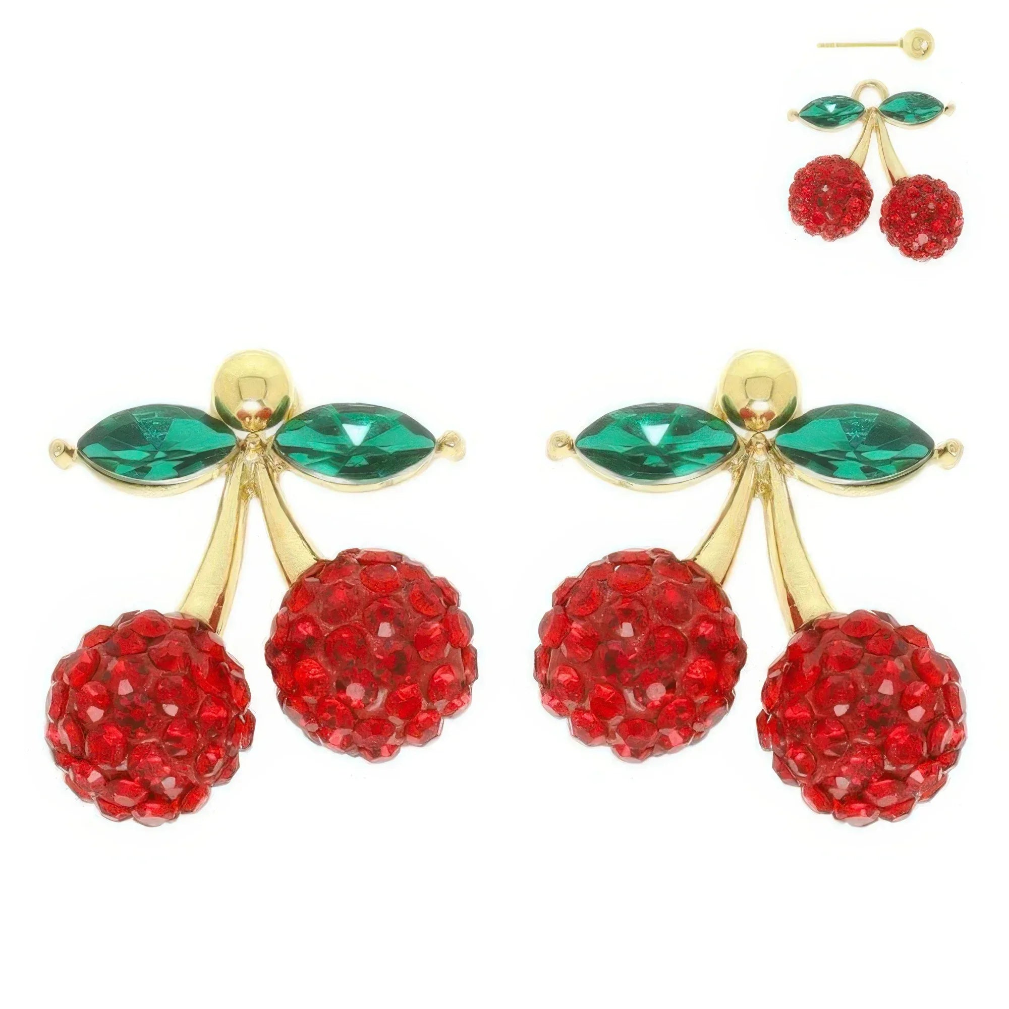 Jeweled Red Cherry Post Earrings Secondary image