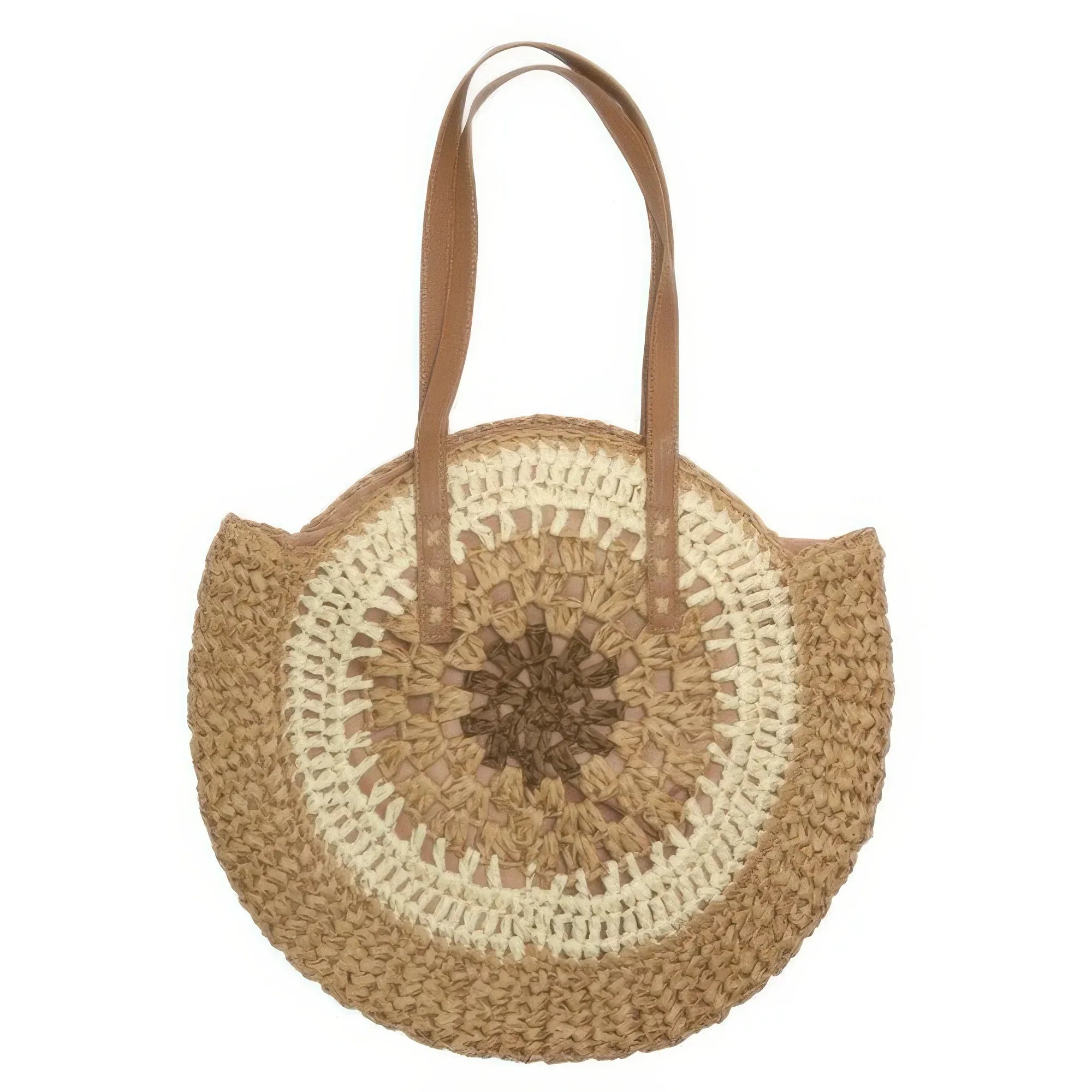 Round Straw Patterned Woven Shoulder Bag 16l | Mixtshop LLC Main image