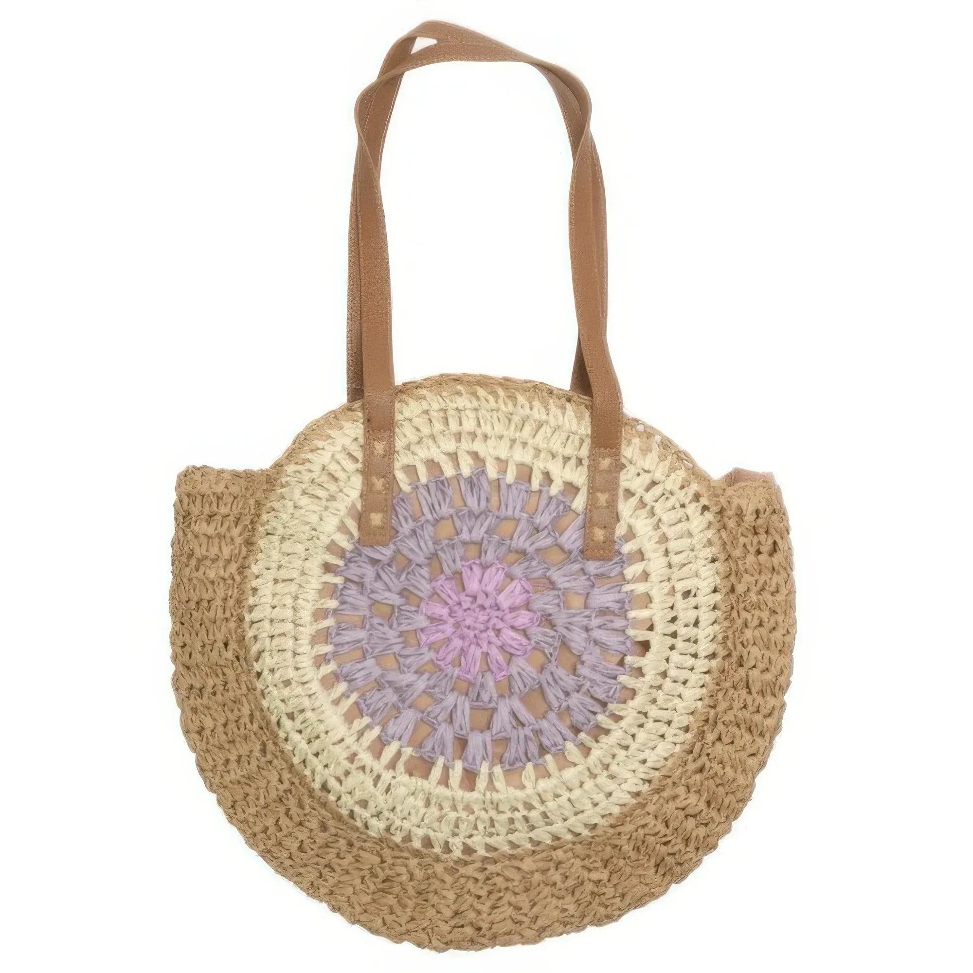 Round Straw Patterned Woven Shoulder Bag 16l Secondary image