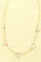 Bezel Set Pearl Heart Station Necklace | Mixtshop LLC