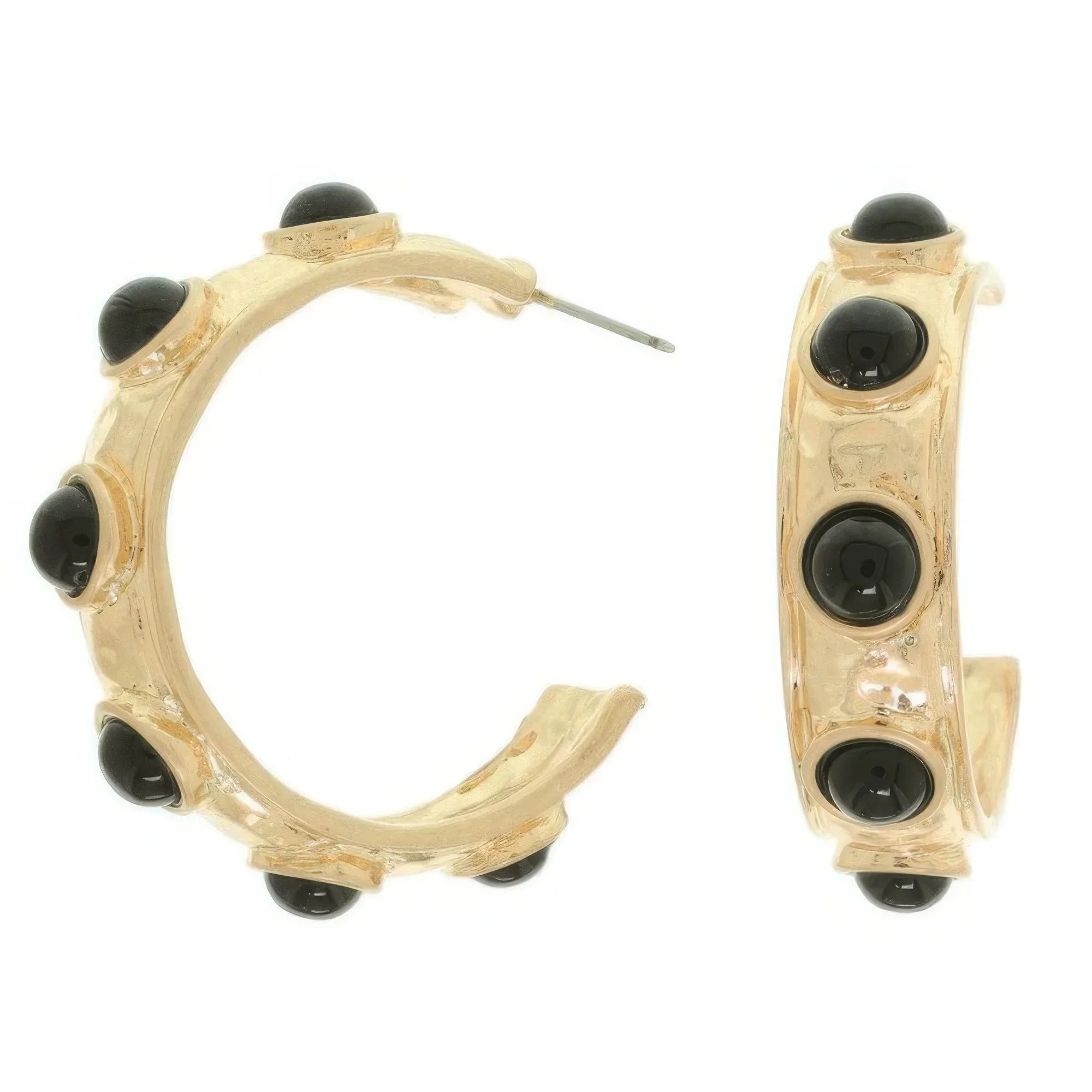 Bezel Set Cabochon C Hoop Earrings | Mixtshop LLC Main image