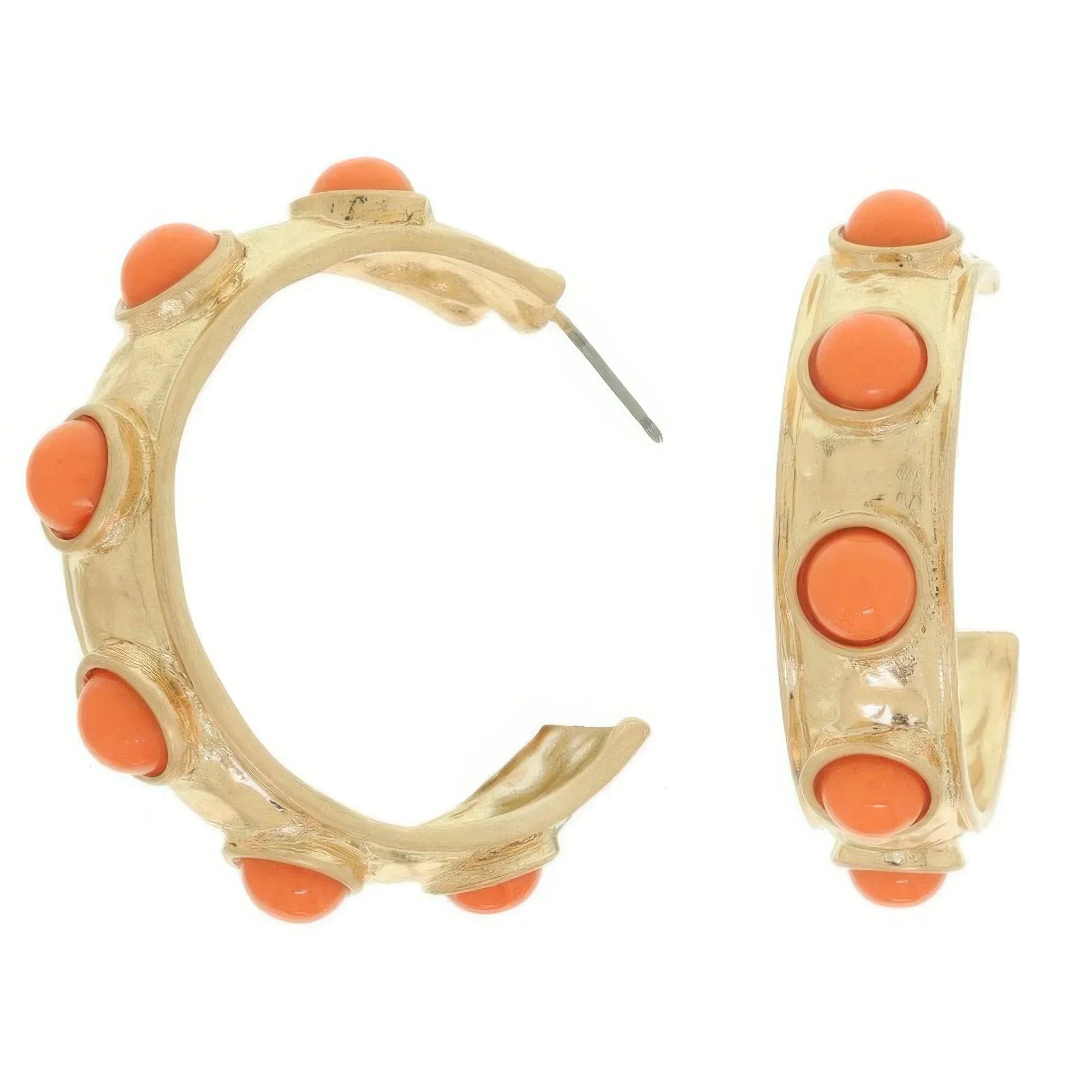 Bezel Set Cabochon C Hoop Earrings Secondary image