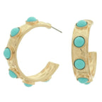 Bezel Set Cabochon C Hoop Earrings | Mixtshop LLC