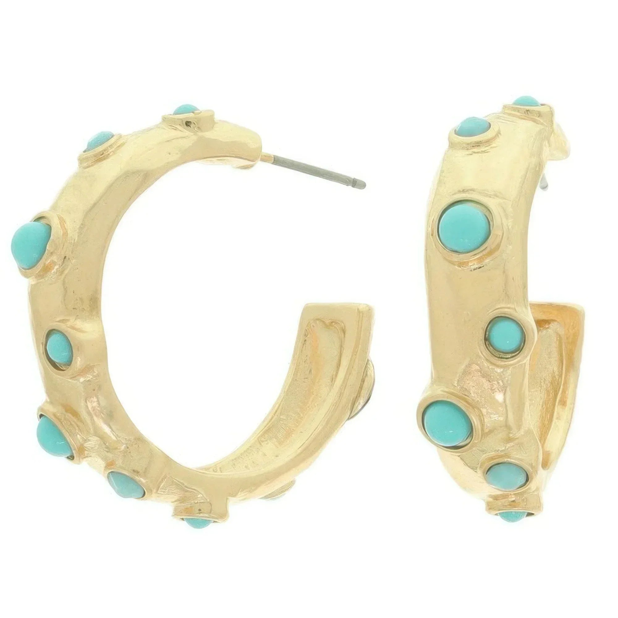 Bezel Set Cabochon C Hoop Earrings Secondary image