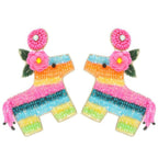 Aztec Deity Theme Donkey Pinata Earrings | Mixtshop LLC