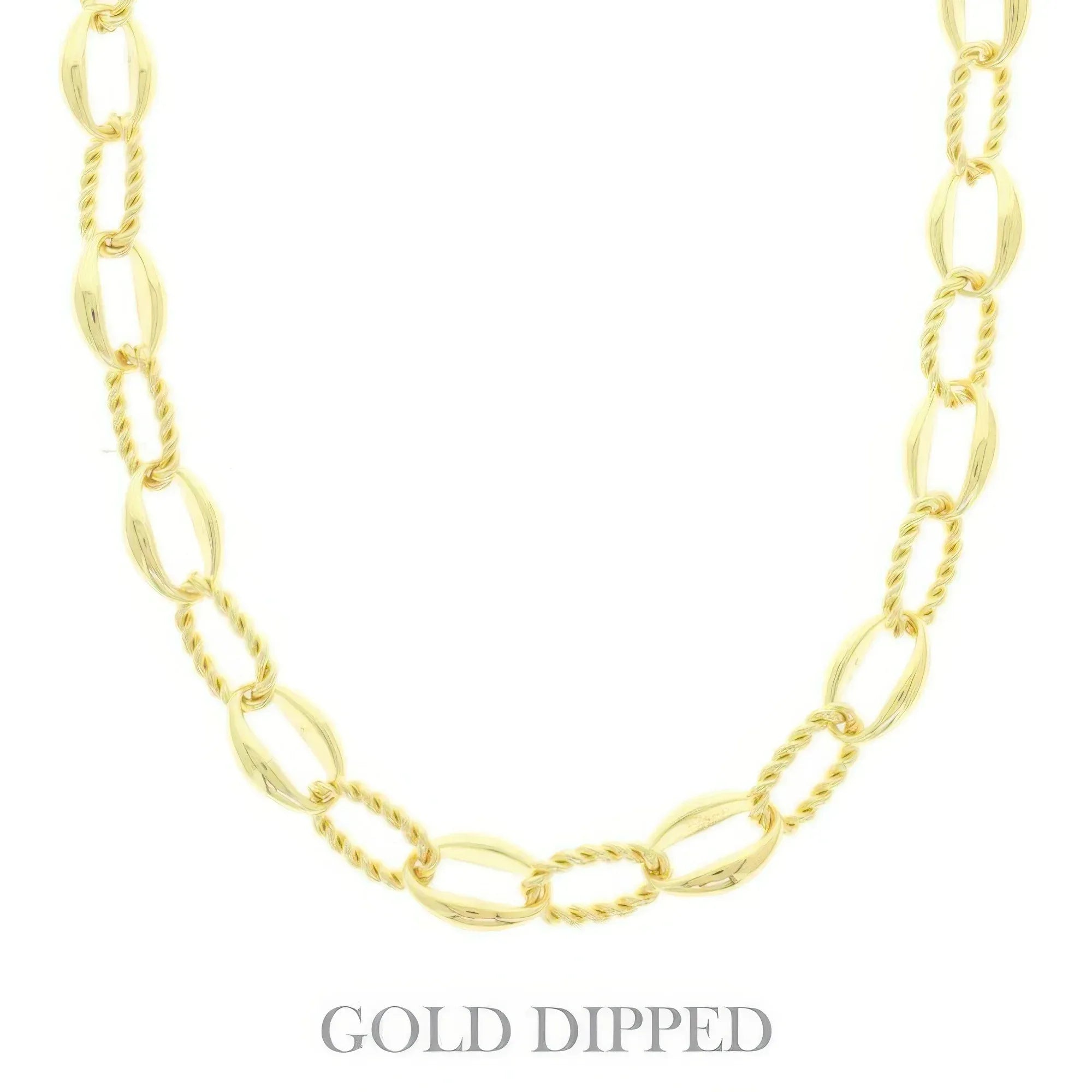 Gold Plated Textured Chain Necklace | Mixtshop LLC