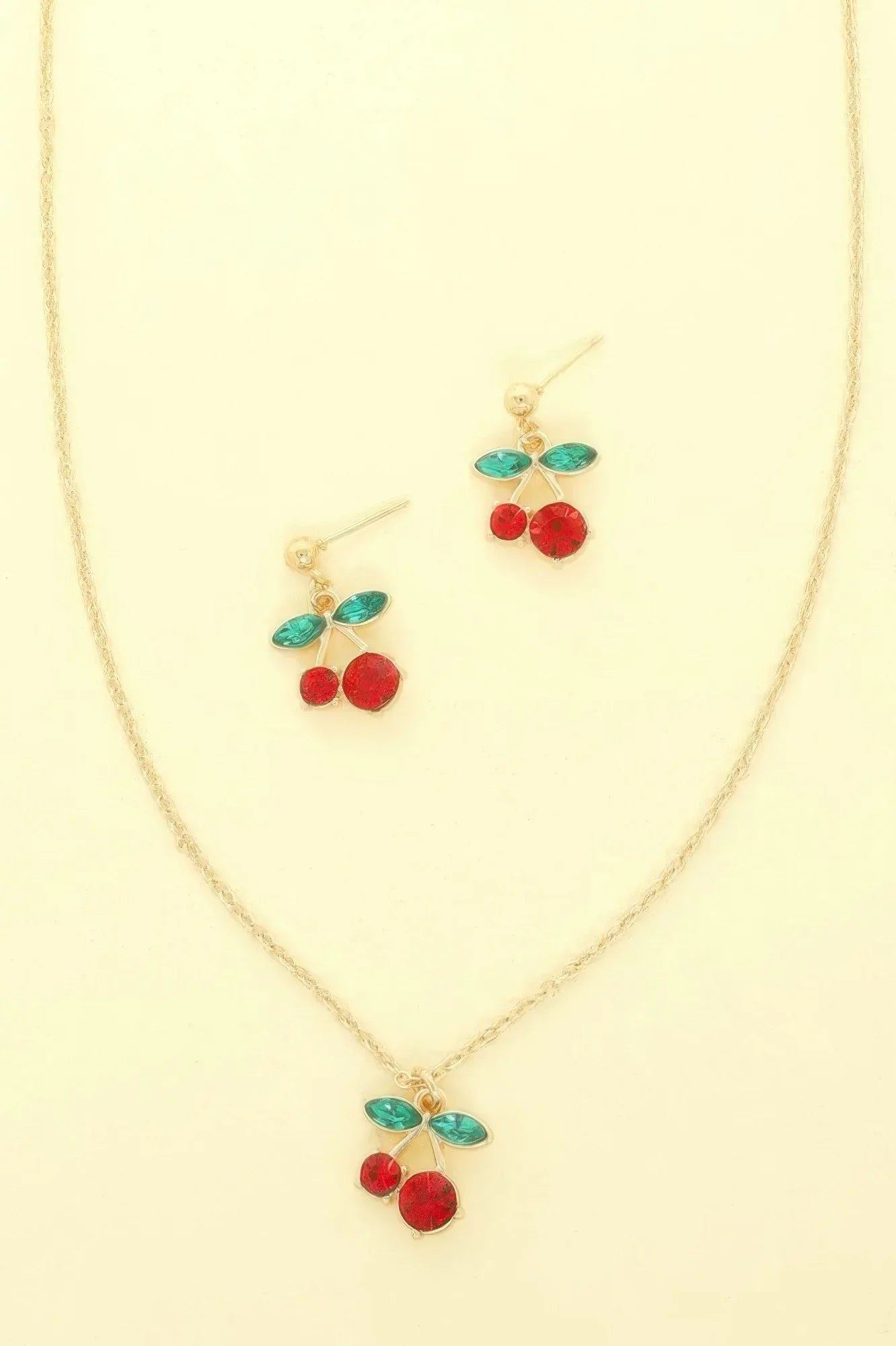 Red Cherry Pendant Necklace Set | Mixtshop LLC