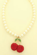 Red Cherry Pendant Pearl Necklace | Mixtshop LLC