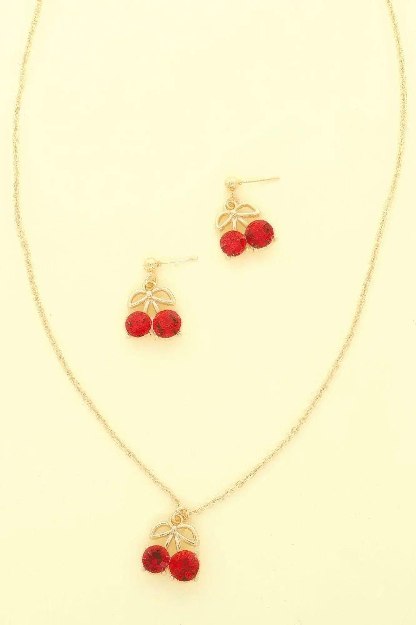 Red Cherry Pendant Necklace Set | Mixtshop LLC Main image