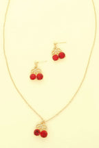 Red Cherry Pendant Necklace Set | Mixtshop LLC
