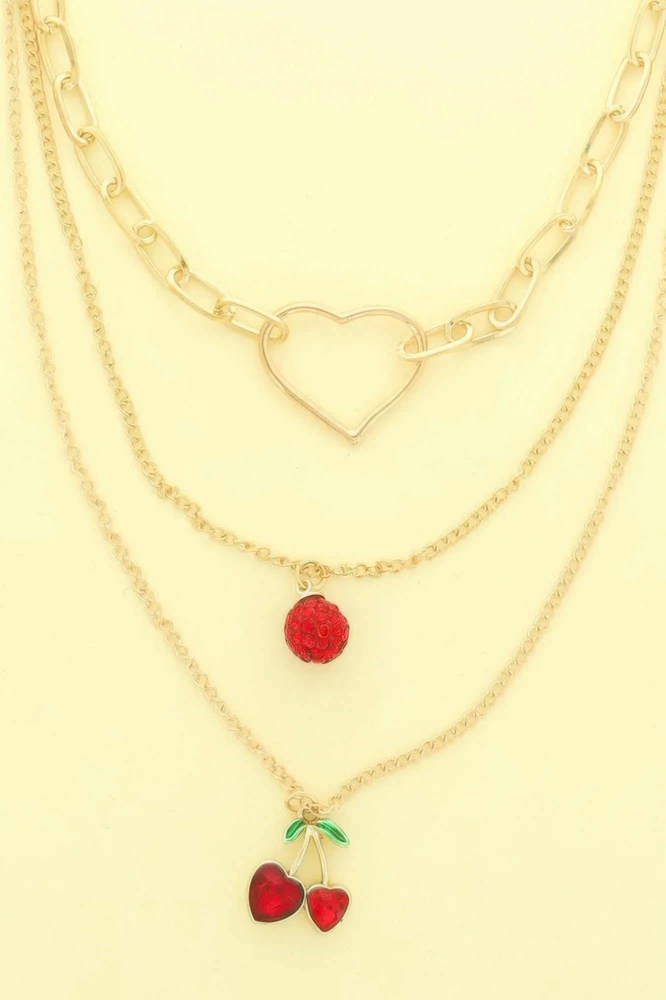 Jeweled Red Cherry Pendant Necklace | Mixtshop LLC