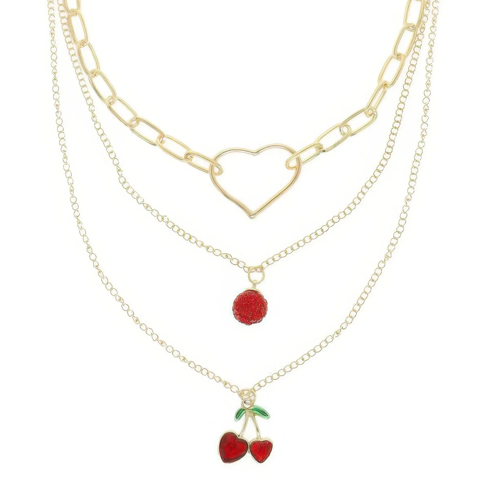 Jeweled Red Cherry Pendant Necklace | Mixtshop LLC