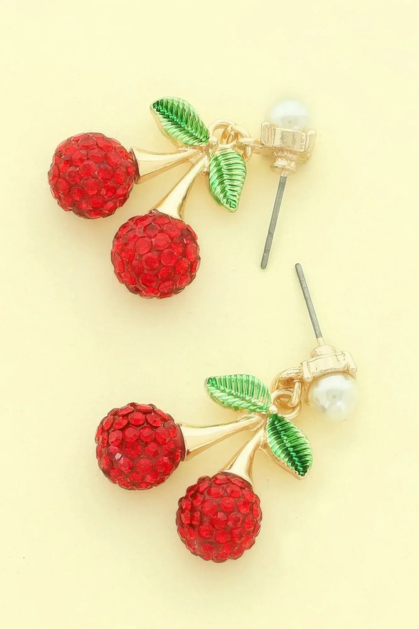 Jeweled Red Cherry Charm Earrings | Mixtshop LLC Main image