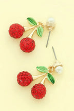 Jeweled Red Cherry Charm Earrings | Mixtshop LLC