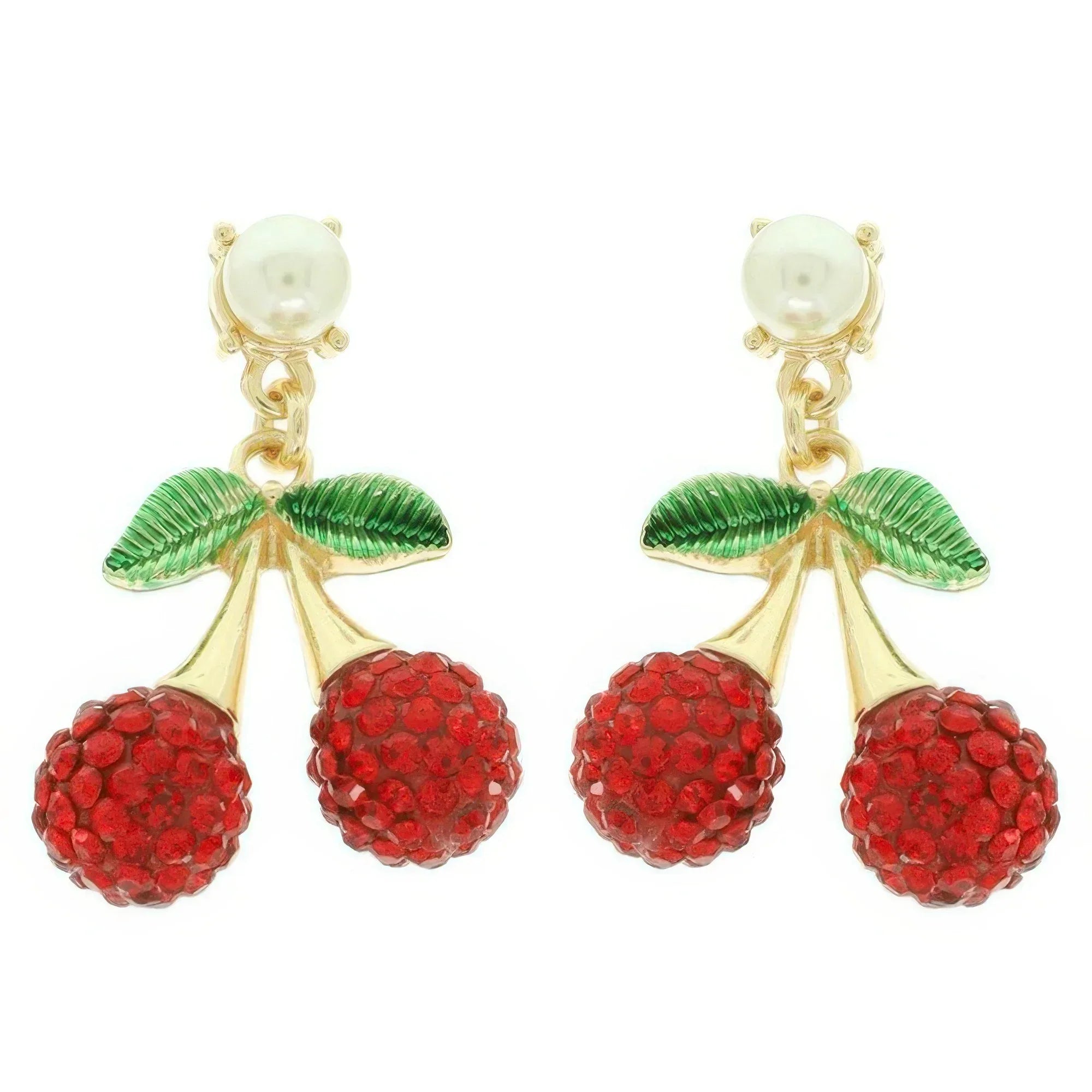 Jeweled Red Cherry Charm Earrings | Mixtshop LLC