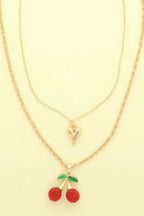 Jeweled Red Cherry Pendant Necklace | Mixtshop LLC