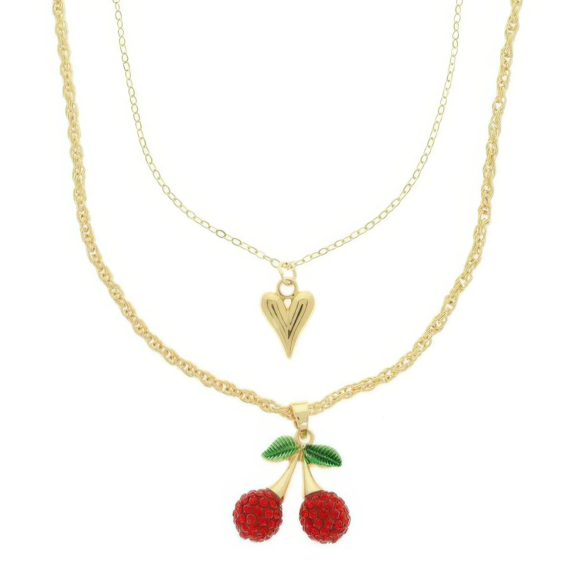 Jeweled Red Cherry Pendant Necklace | Mixtshop LLC