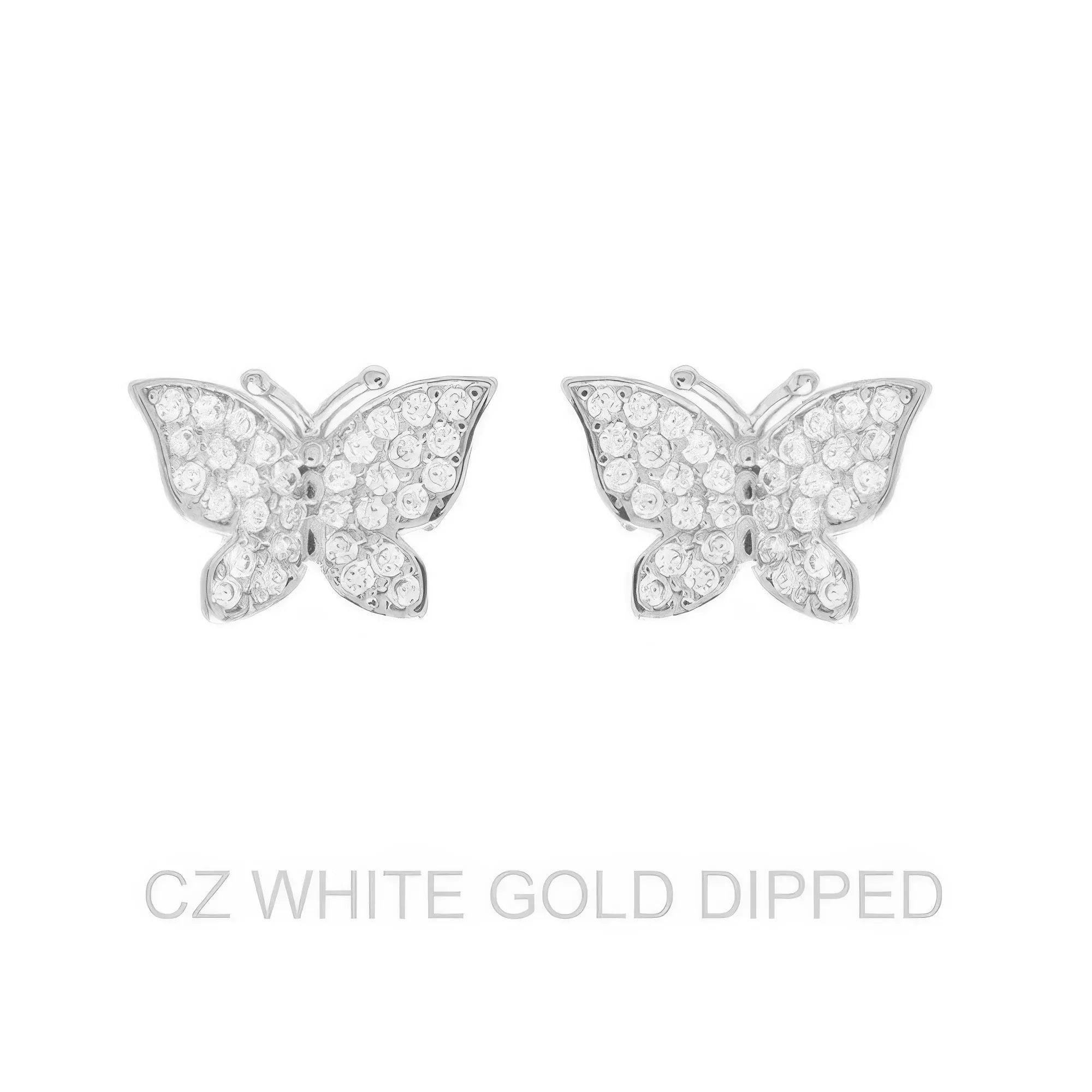 Gold Dipped Cz Butterfly Stud Earrings | Mixtshop LLC