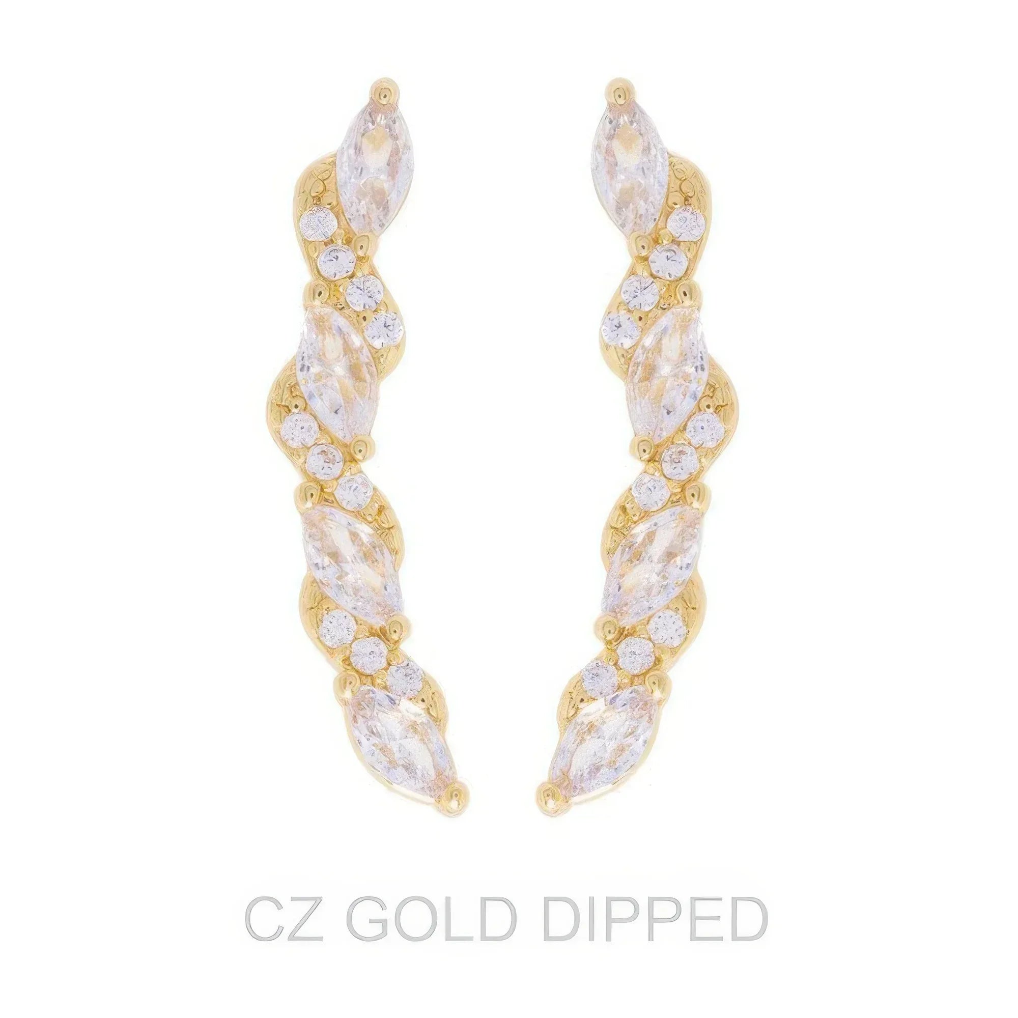 Gold Dipped Cz Petal Cut Vine Crawler Earrings | Mixtshop LLC Main image