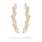 Gold Dipped Cz Petal Cut Vine Crawler Earrings | Mixtshop LLC