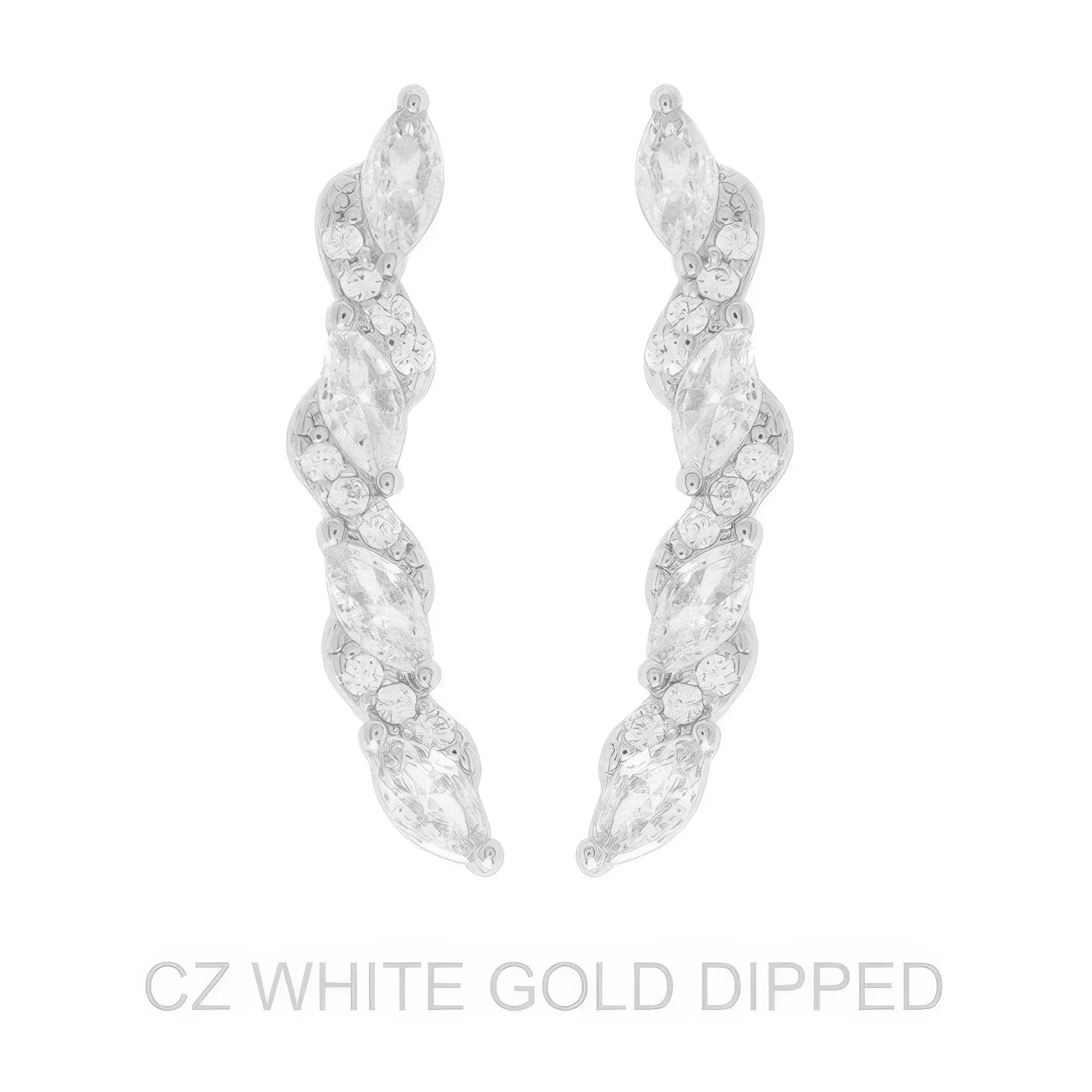 Gold Dipped Cz Petal Cut Vine Crawler Earrings | Mixtshop LLC