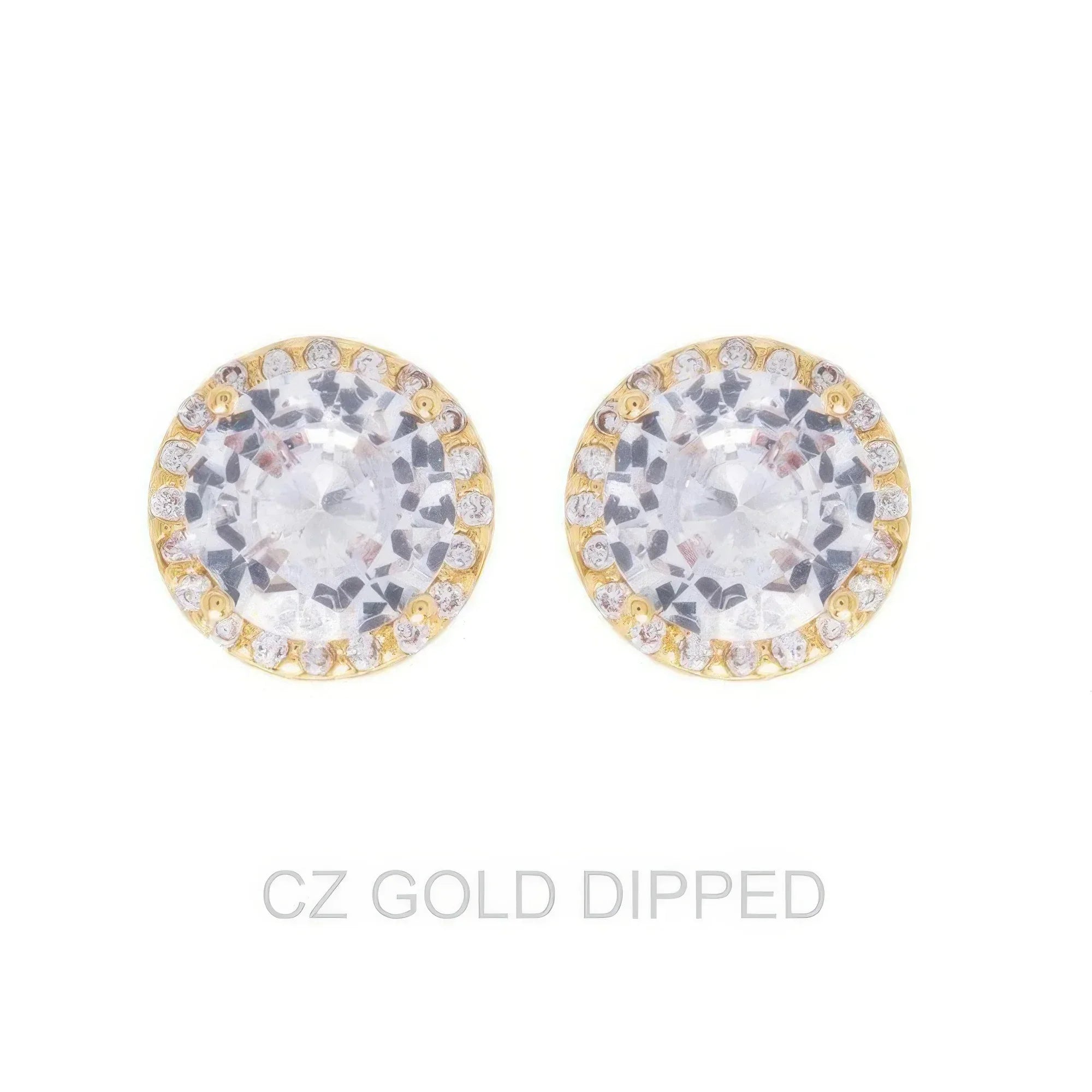 Gold Dipped Cz Halo Stud Earrings | Mixtshop LLC Main image