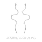 Gold Dipped Cz Snake Drop Earrings | Mixtshop LLC