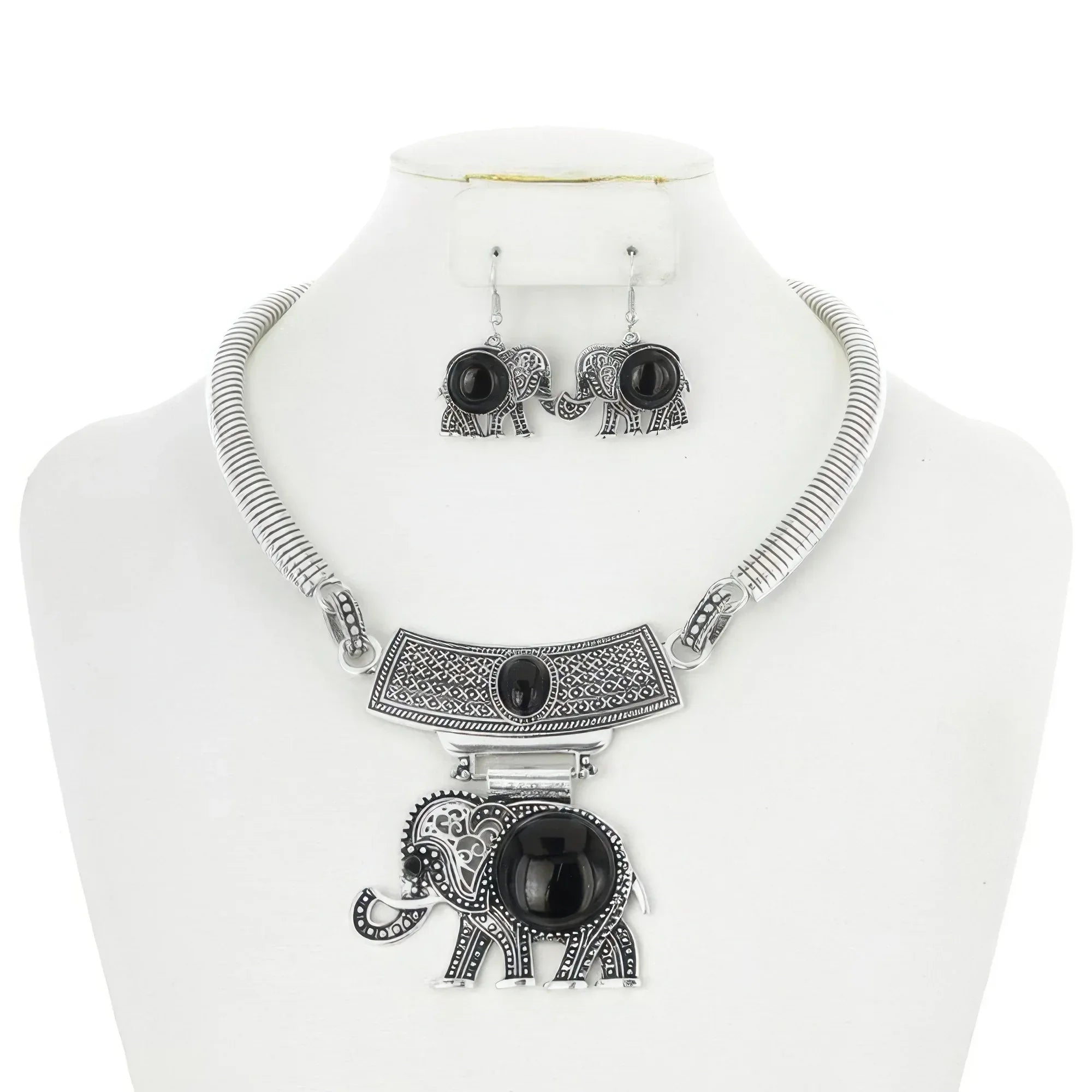 Elephant Turquoise Bib Necklace Earring Set | Mixtshop LLC Main image