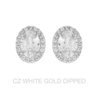 Gold Dipped Cz Oval Halo Stud Earrings | Mixtshop LLC