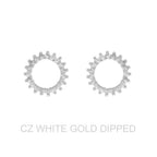 Gold Dipped Cz Sunburst Open Circle Stud Earrings | Mixtshop LLC