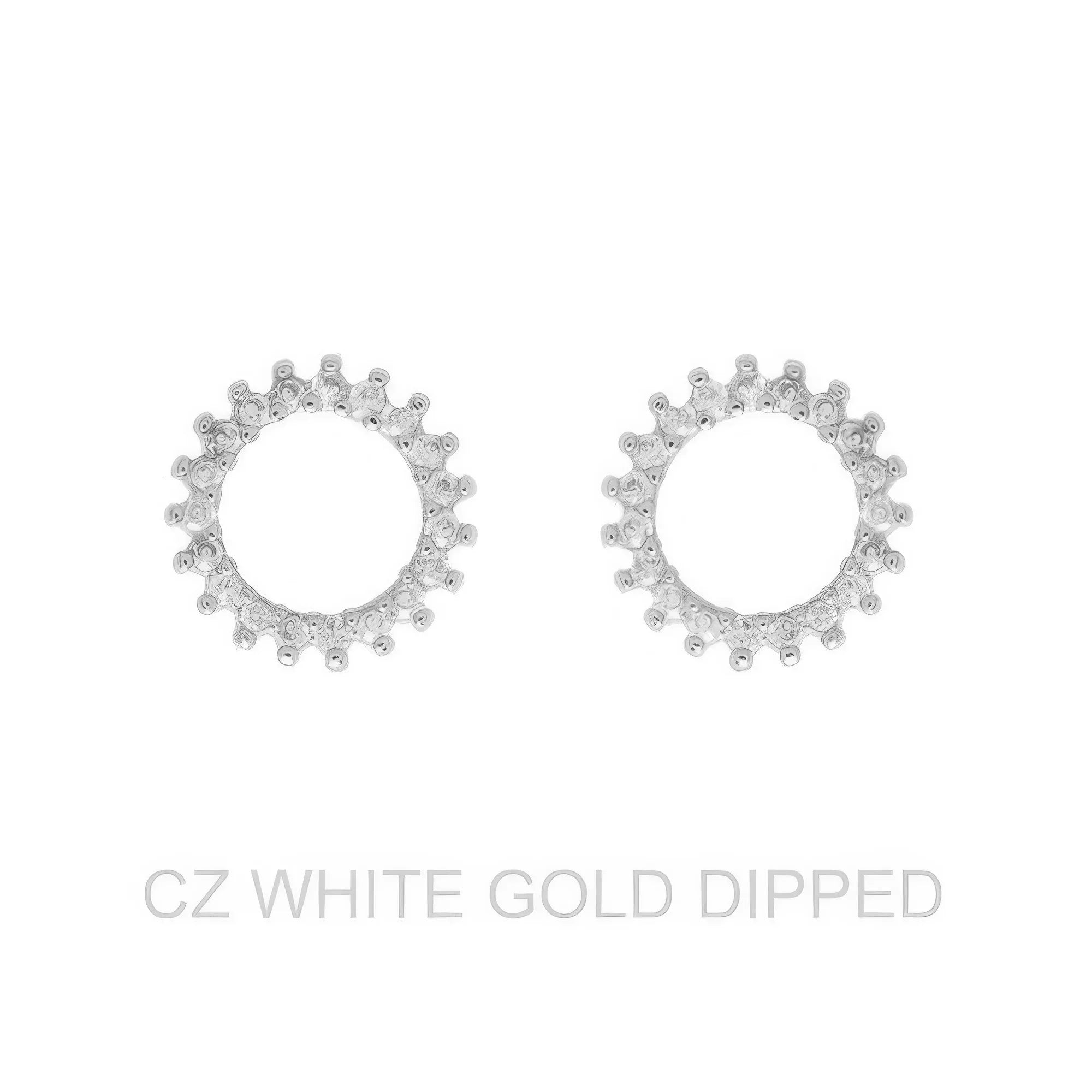 Gold Dipped Cz Sunburst Open Circle Stud Earrings | Mixtshop LLC