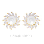 Gold Dipped Cz Pearl Spiral Halo Drop Earrings | Mixtshop LLC