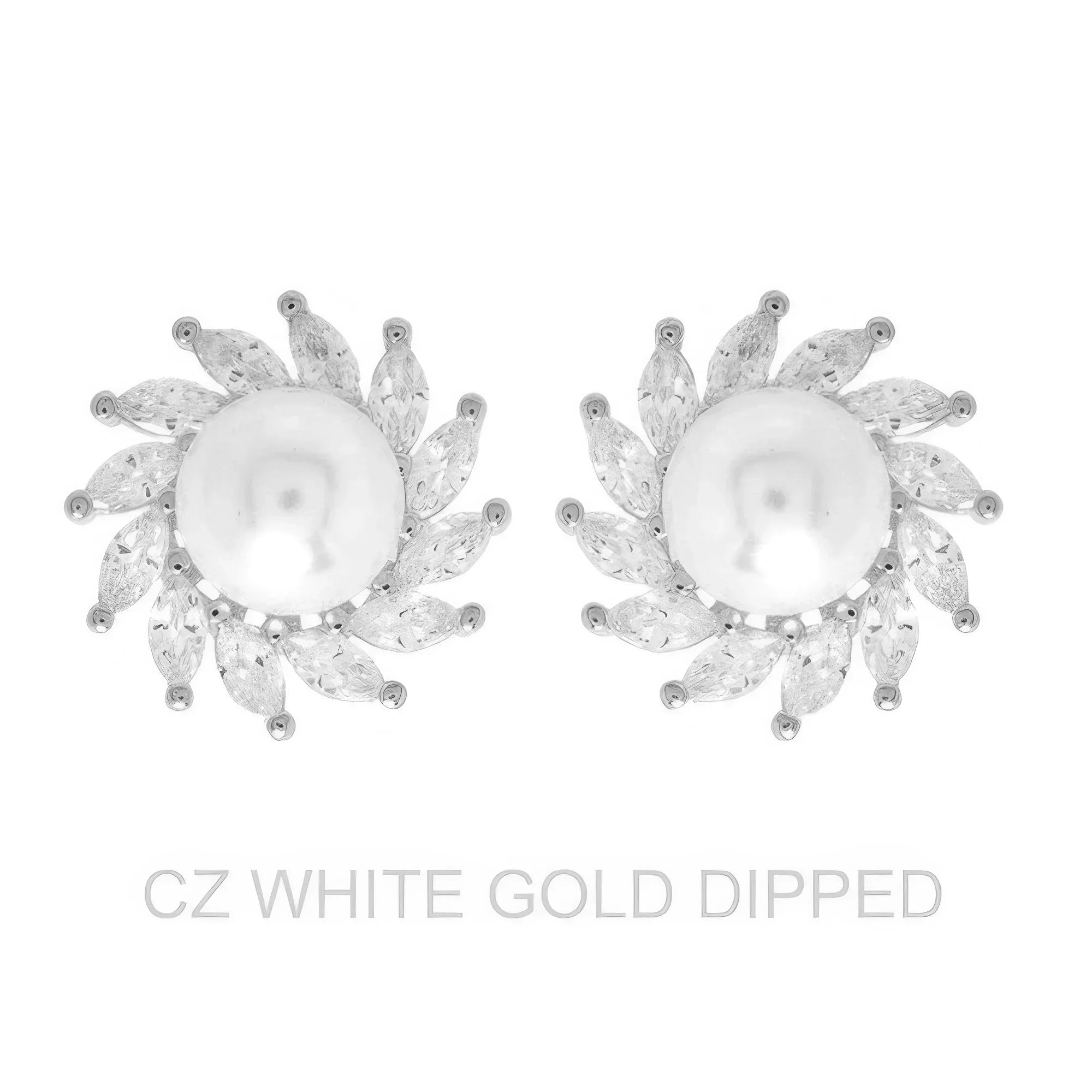 Gold Dipped Cz Pearl Spiral Halo Drop Earrings | Mixtshop LLC