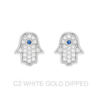 Gold Dipped Cz Hamsa Hand Stud Earrings | Mixtshop LLC