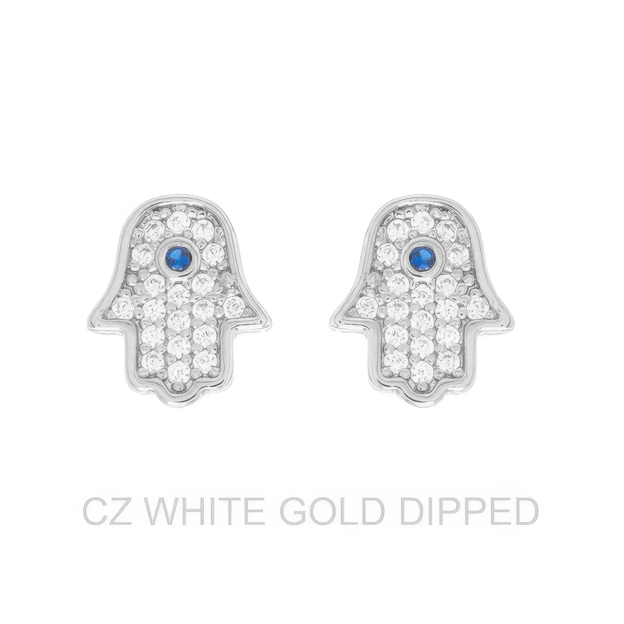 Gold Dipped Cz Hamsa Hand Stud Earrings | Mixtshop LLC