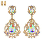 Crystal Teardrop Shaped Filigree Clip On Earrings | Mixtshop LLC