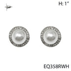 Faux Pearl Rhinestone Halo Stud Earrings | Mixtshop LLC