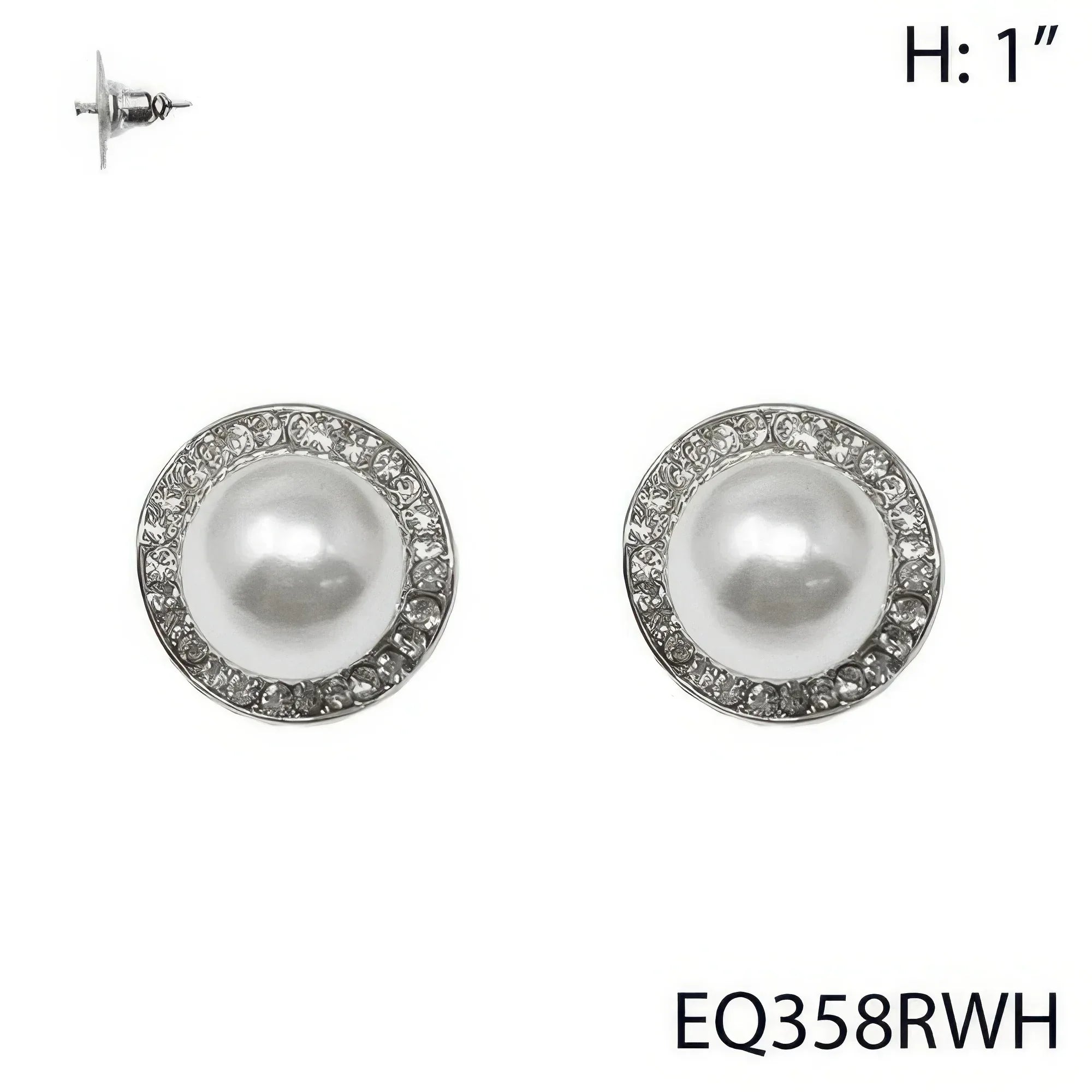 Faux Pearl Rhinestone Halo Stud Earrings | Mixtshop LLC