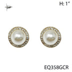 Faux Pearl Rhinestone Halo Stud Earrings | Mixtshop LLC