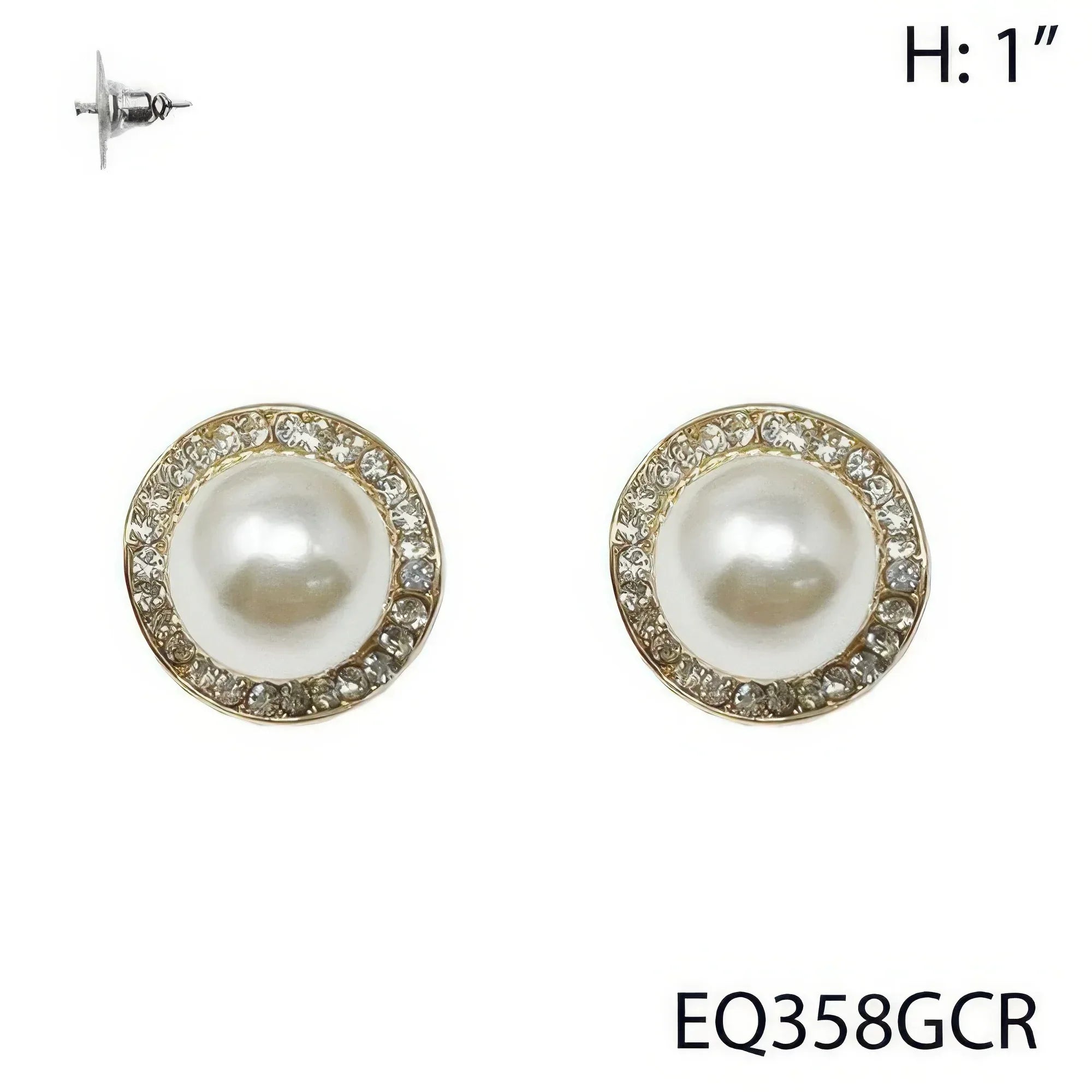 Faux Pearl Rhinestone Halo Stud Earrings | Mixtshop LLC