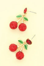 Jeweled Red Cherry Post Earrings | Mixtshop LLC