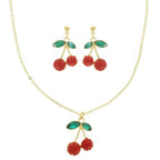 Red Cherry Pendant Necklace Earring Set | Mixtshop LLC