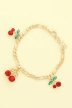 Jeweled Red Cherry Charm Bracelet | Mixtshop LLC