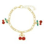 Jeweled Red Cherry Charm Bracelet | Mixtshop LLC