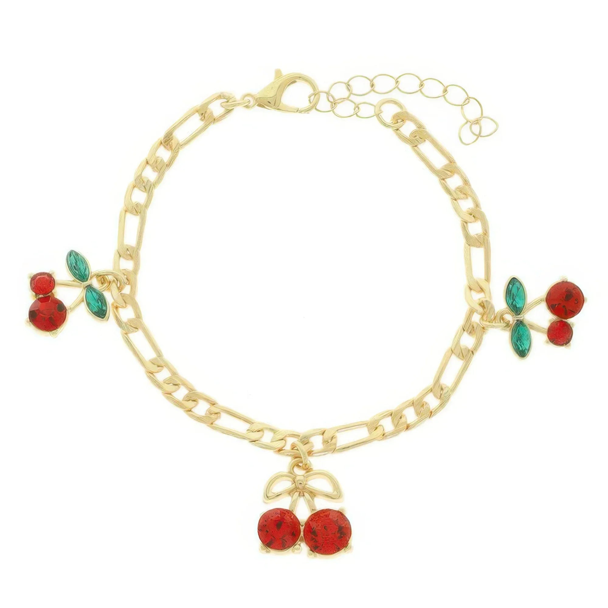 Jeweled Red Cherry Charm Bracelet | Mixtshop LLC